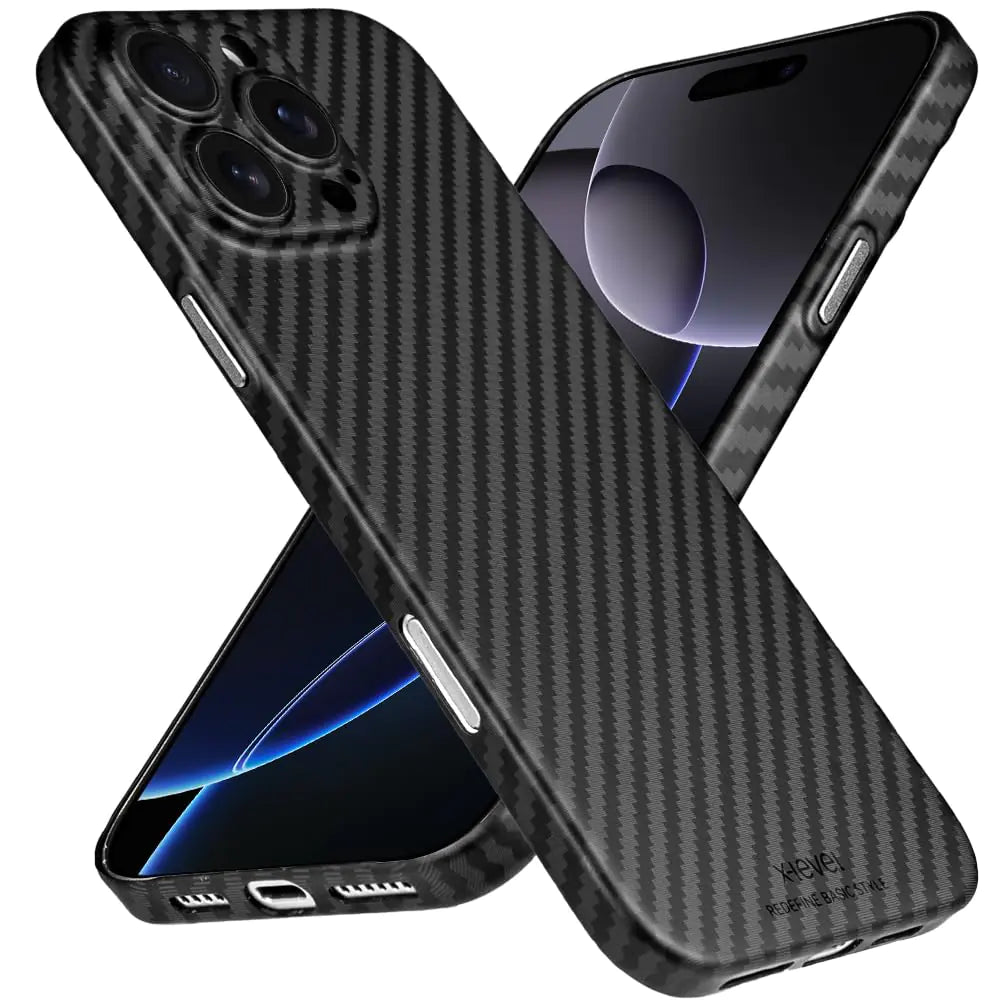 iPhone 16 Pro Case – Slim Carbon Fiber Magnetic, Shockproof Matte Black