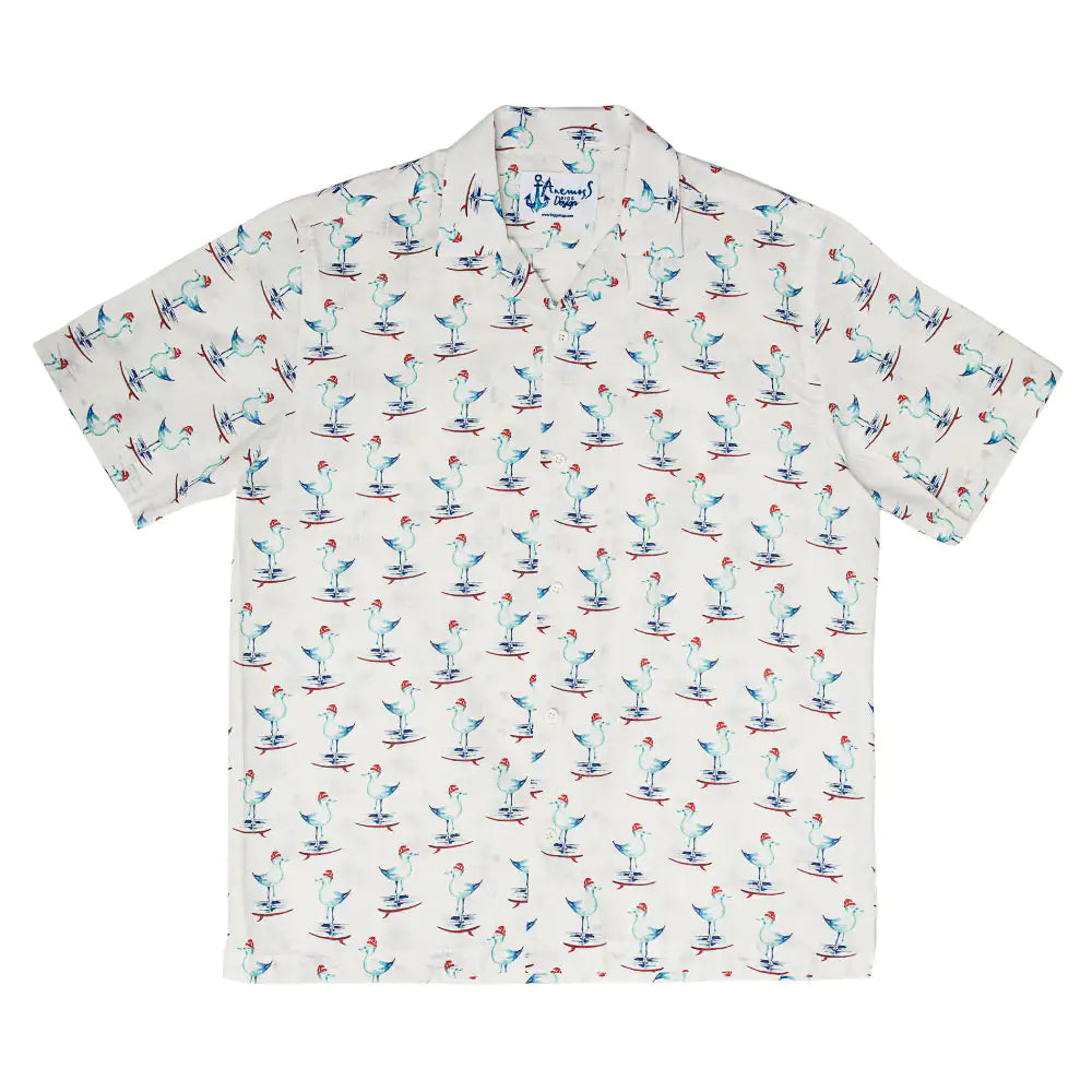 AnemosS Sailor Seagull Patterned Men's Shirt S