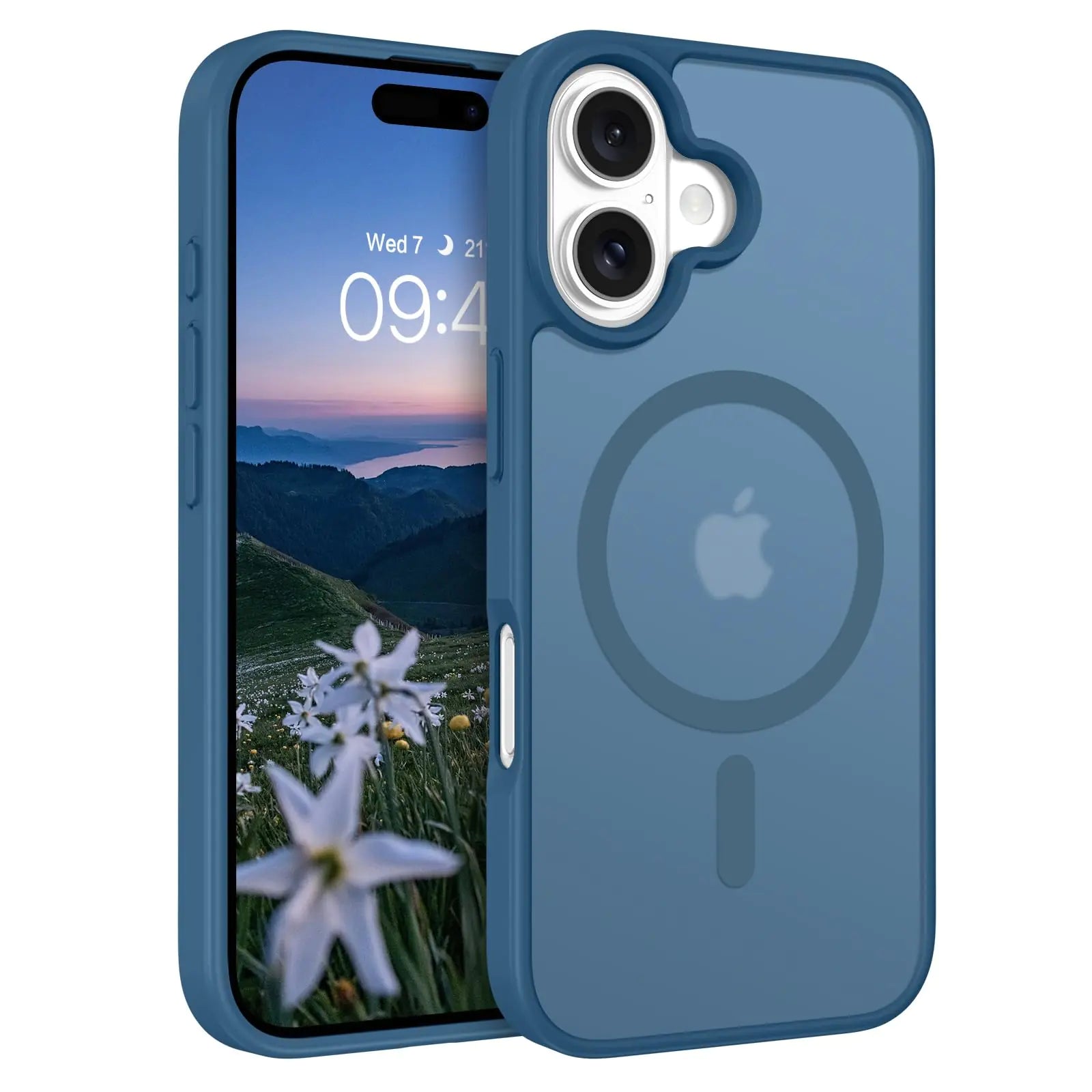 iPhone 16 Case – Navy Blue Matte Magnetic, Slim & Shockproof, MagSafe Compatible