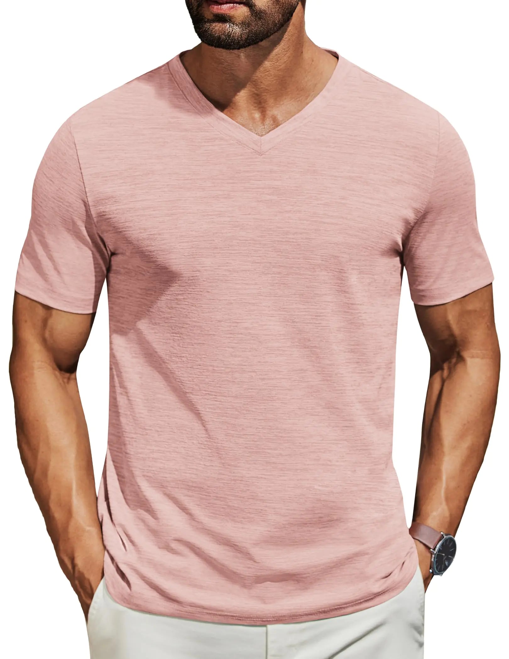 T Shirts Short Sleeve Classic V Neck T-Shirt Casual Summer Basic Tee Shirt Pink