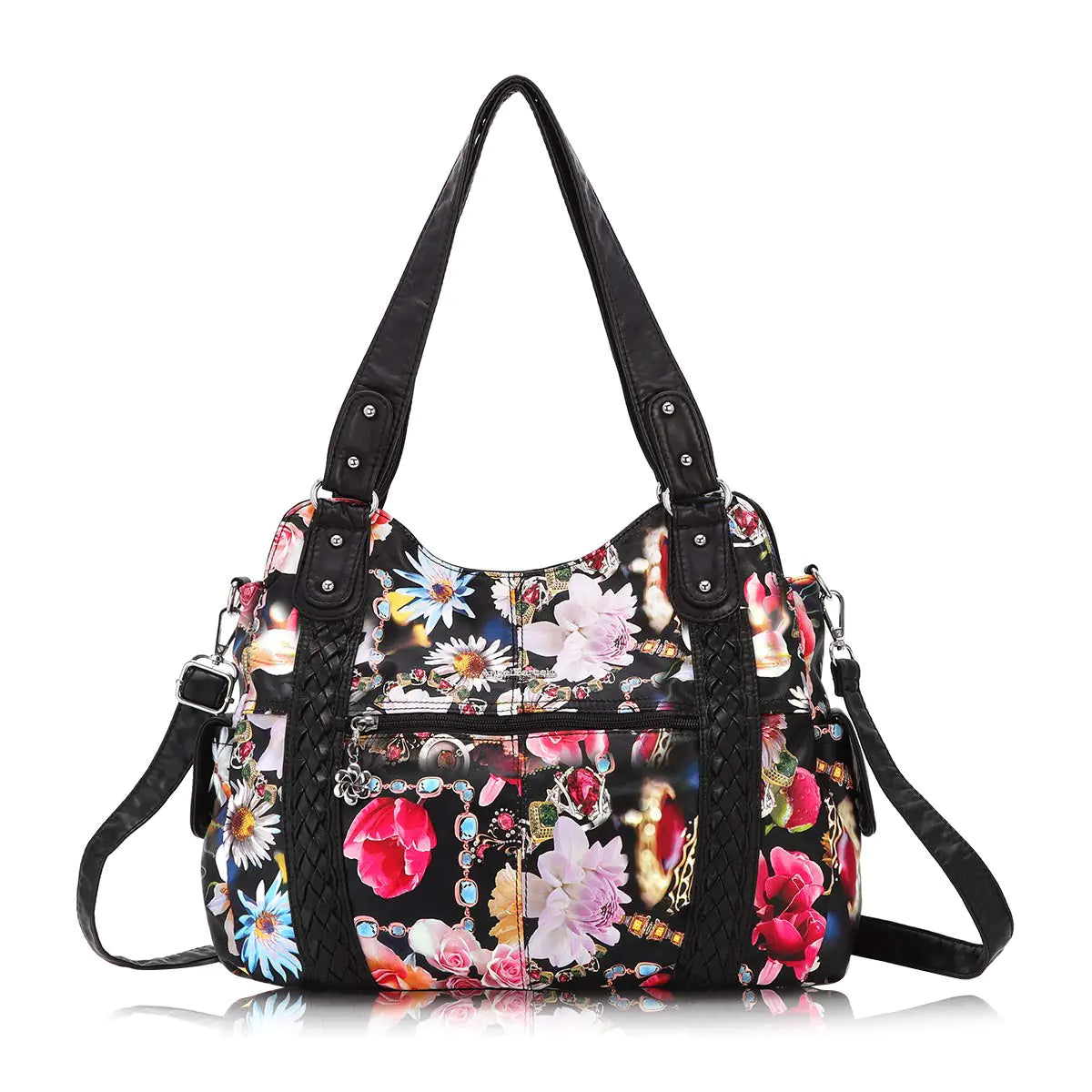 Angel Barcelo Washed Leather Hobo Bag – Black