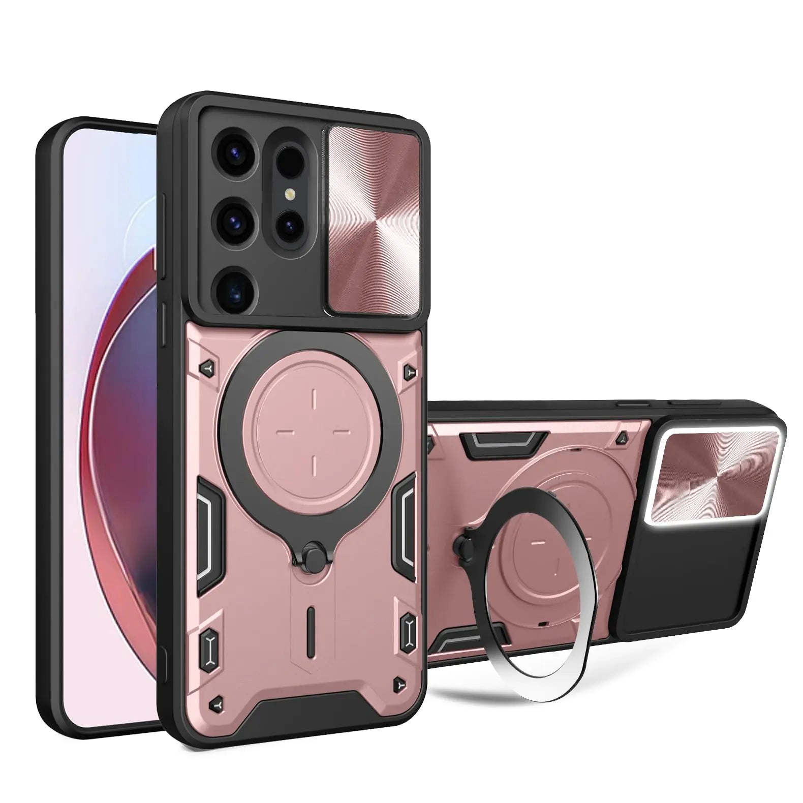 Galaxy S24 Ultra Case – Rose Gold with 360° Kickstand, Camera Cover & Heavy Duty Protection