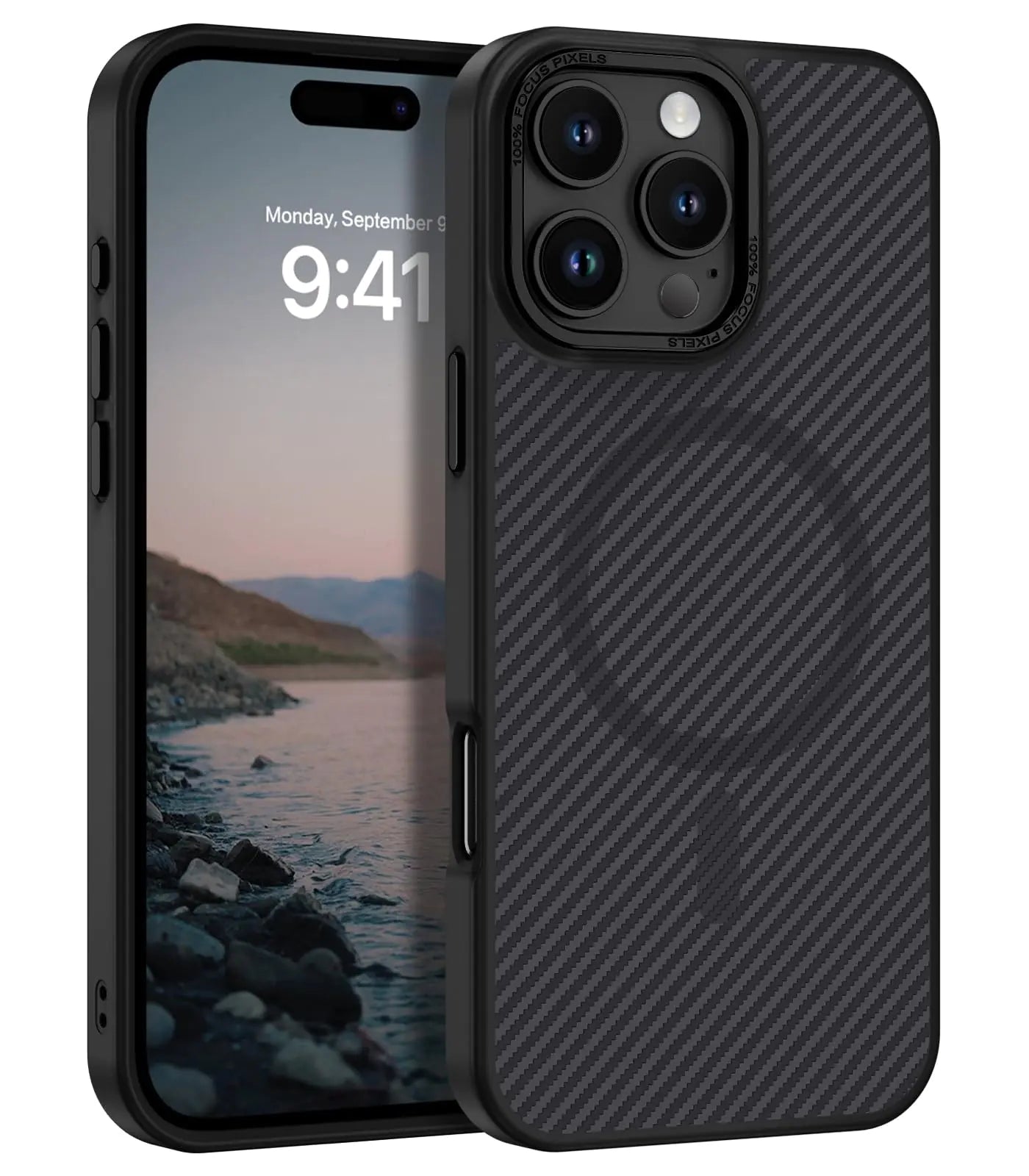iPhone 16 Pro Carbon Fiber Case – Slim Magnetic Shockproof, MagSafe Compatible (Black)